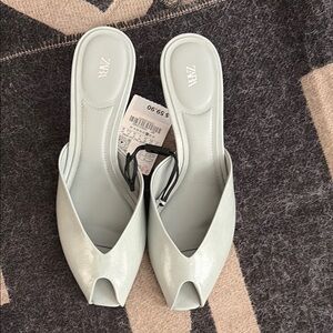 Zara Peep Toe Slip On Heels.